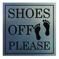 thumbnail image 1 of SHOES OFF PLEASE Square Wall Door Sign - Silver (Large), 1 of 1