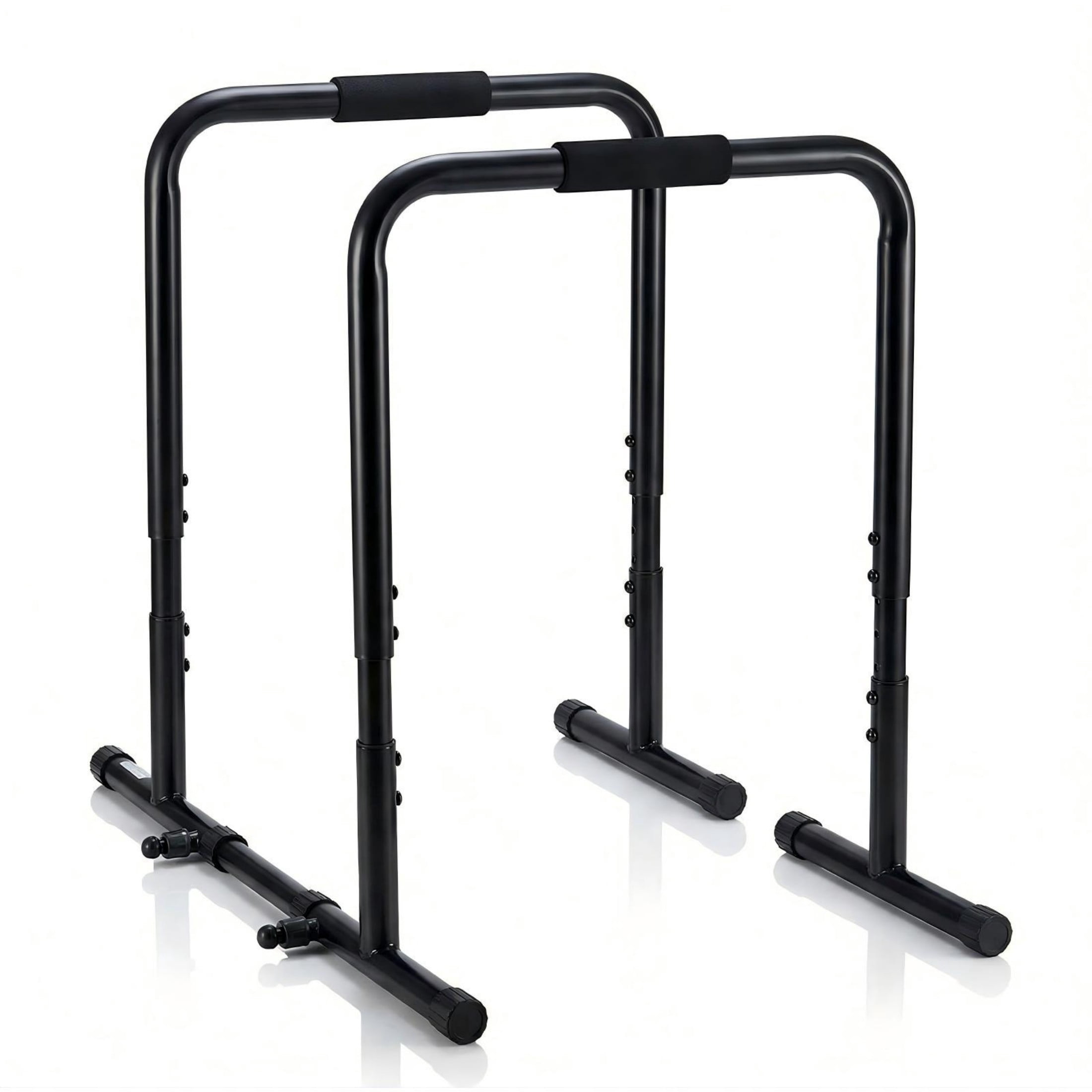 SHOUFTW Dip Stand & Doorway Pull Up Bar, Heavy Duty Adjustable Station with Foam Handles for Home/Gym/Office/Patio, Black