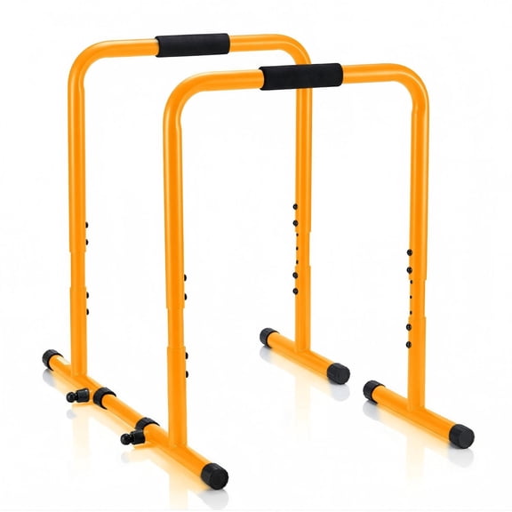 SHOUFTW Dip Stand & Doorway Pull Up Bar, Heavy Duty Adjustable Station with Foam Handles for Home/Gym/Office/Patio, Yellow