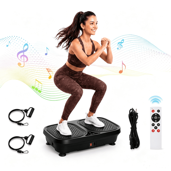 SHOUFTW Vibration Plate, Vibrating Platform Exercise Machines, Whole Body Fitness Machine for Weight Loss, Toning & Wellness for Home Gym, Black