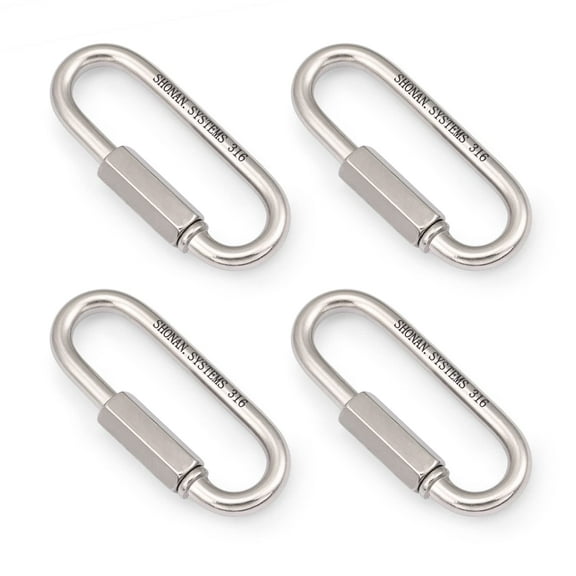 SHONAN 2.85" Chain Quick Links, 4 Pcs 1/4" Marine Grade Screw Chain Links, Large Opening Chain Connector Chain Coupler, 635 Lbs Capacity