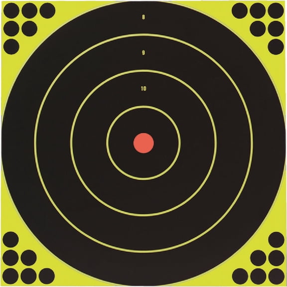 SHOOT-N-C 12 Inch Bullseye Targets - 5 Count Pack with 120 Pasters, Black / Red / Yellow