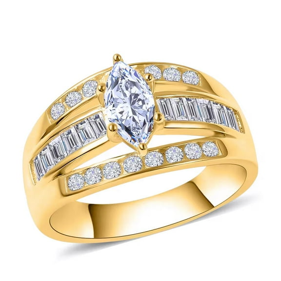 925 Sterling Silver Engagement Rings 14k Gold Plated Cubic Zirconia CZ Wedding Promise Rings for Her Wedding Band for Women Jewelry Ct 2.9 Size 8.5 Valentines Day Christmas Gifts for Women