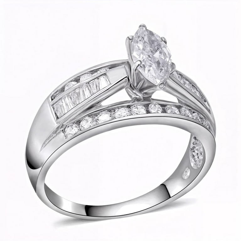 SHOP LC 925 Sterling Silver Engagement Rings for Women Rhodium