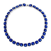 SHOP LC Blue Glass Cushion Mix Silvertone Tennis Necklace for Women Size 20" Ct 164 Birthday Gifts