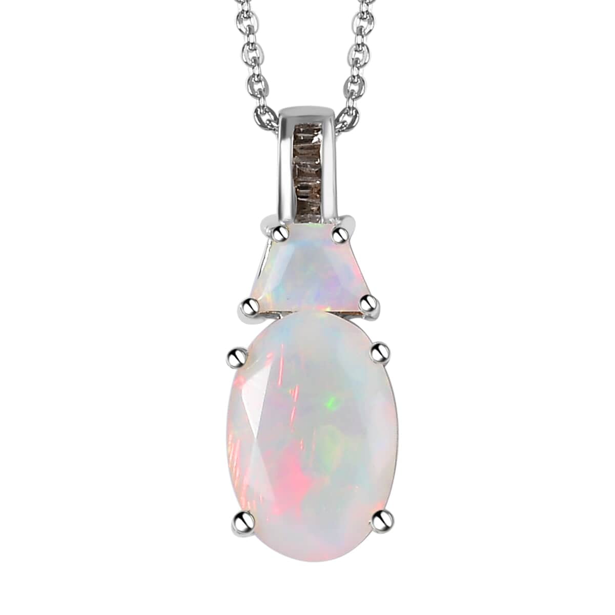 SHOP LC Opal Champagne Diamond Oval 925 Sterling Silver Platinum