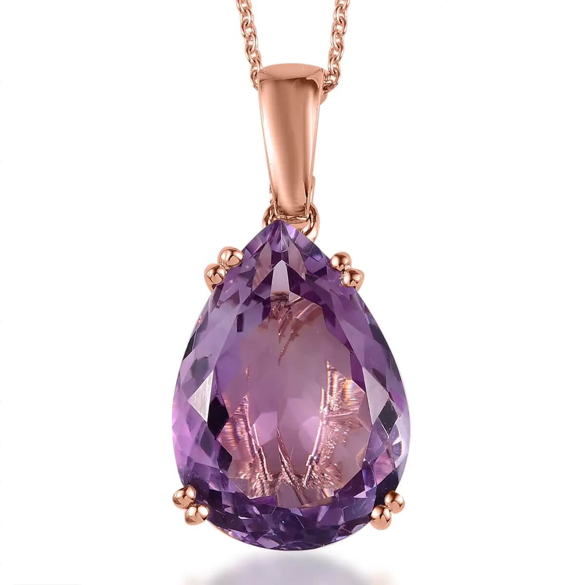 SHOP LC Pink Amethyst Pear 925 Sterling Silver Vermeil Rose Gold Plated  Solitaire Pendant Necklace for Women Jewelry Birthday Gifts for Women Size  18\