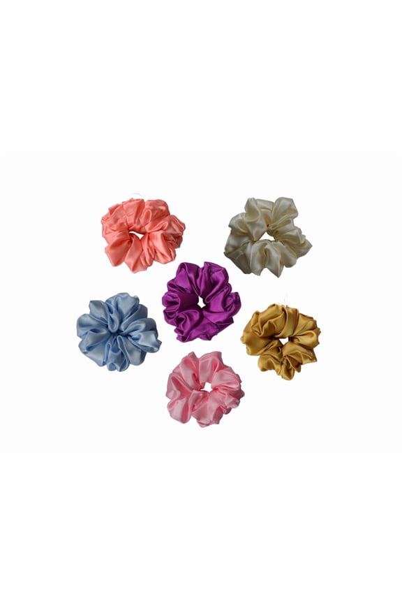6 Pcs Soft Silk Satin Hair Scrunchies for Women and Girls Ponytail Holder Thick Hair Bands Ties Accessories 4.5 Inches