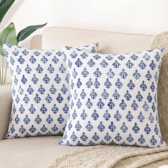 SHOPCREW Hand Block Printed Cotton Cushion Covers with Zipper Closure, Decorative Throw Pillow Covers for Sofa Couch Bed, 16x16 Inches, Pack of 2 - Multicolor 5