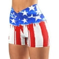thumbnail image 1 of SHOPESSA Fashion Womens High Waist July 4th Independence Day American Flag Printed Cross Workout Short Womens Yoga Short Pants L, 1 of 6