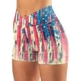 thumbnail image 1 of SHOPESSA Fashion Womens High Waist July 4th Independence Day American Flag Printed Cross Workout Short Womens Yoga Short Pants S, 1 of 6