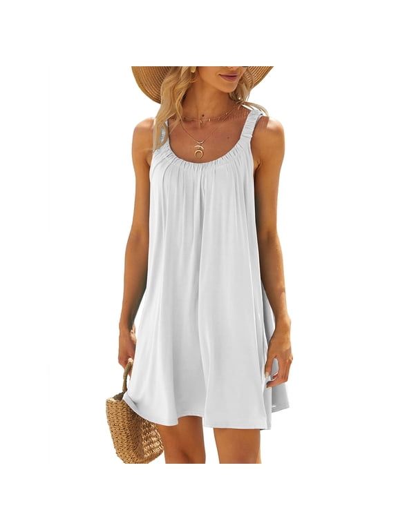 Women's Beach Dress Bikini Beachwear Coverups Casual Vacation Short Summer Halter Dresses
