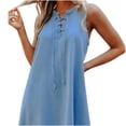 thumbnail image 1 of SHOPESSA Women's Summer Dresses Solid Color O-Neck Denim Dress Casual Loose Oversized Vest Dress, 1 of 5
