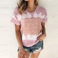 thumbnail image 1 of SHOPESSA Womens Summer Tops Tiy-dye Casual Short Sleeve Round Neck Loose Blouse T Shirts Tee Printed Side Split Tunic （S-5XL）, 1 of 5