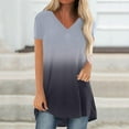thumbnail image 1 of SHOPESSA Womens Tops Fashion Gradient Printed Blouse V-neck Short Sleeve Tunic Tops Casual Summer Long Shirts for Women to Wear with Leggings, 1 of 5