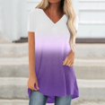 thumbnail image 1 of SHOPESSA Womens Tops Fashion Gradient Printed Blouse V-neck Short Sleeve Tunic Tops Casual Summer Long Shirts for Women to Wear with Leggings, 1 of 5