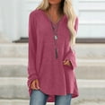 thumbnail image 1 of SHOPESSA Womens Tops Plus Size Long Sleeve Workout Shirts Casual V-Neck T-Shirt Loose Workout Tops Solid Blouse, 1 of 8