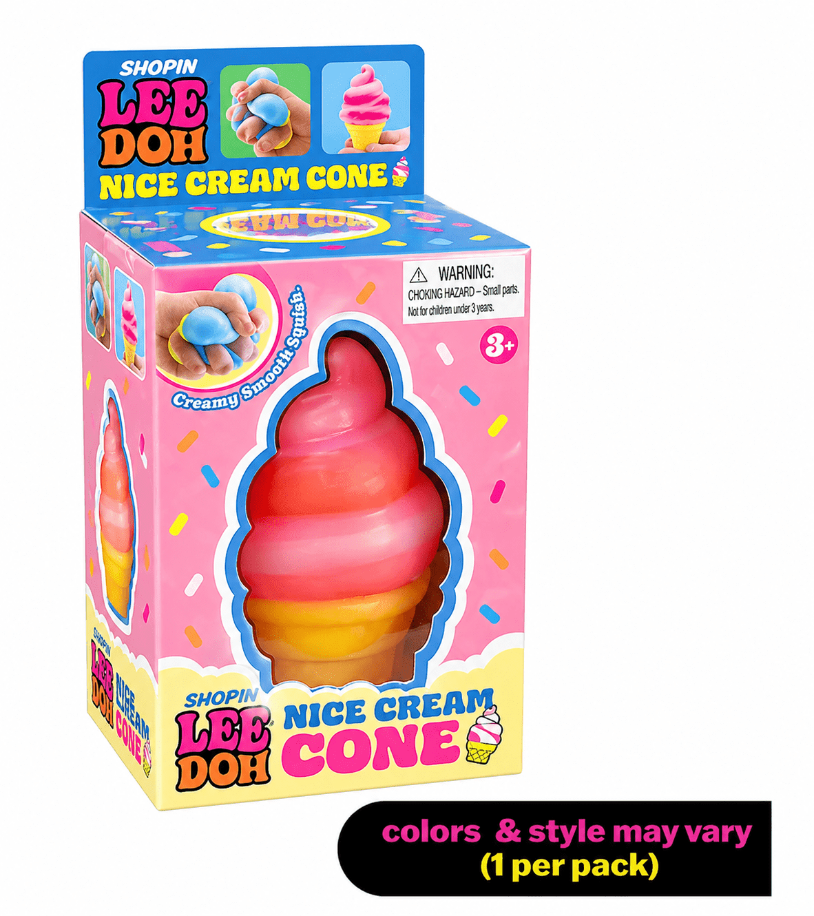 SHOPIN LEE DOH  Nice Cream Cone Stress,Soft Dough Squeeze Stress Relief, Random Color, 1 Pack