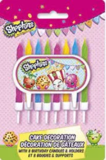 SHOPKINS CAKE CANDLES & Holders (8 pack) Party Supplies Decorations