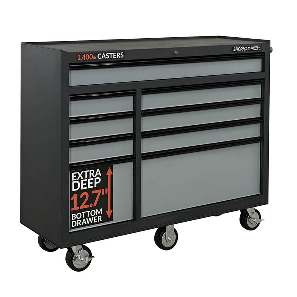 SHOPMAX Lockable Tool Boxes and Organizers, Steel Black, 51.57" x 18.11" x 42.72", 209.9 lb