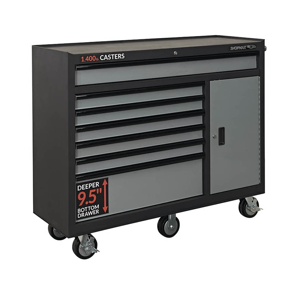 SHOPMAX Rolling Tool Boxes and Organizers, steel Black, 18.11 x 51.57 x 42.72", 205.6 lb