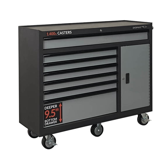 SHOPMAX Rolling Tool Boxes and Organizers, steel Black, 18.11 x 51.57 x 42.72", 205.6 lb