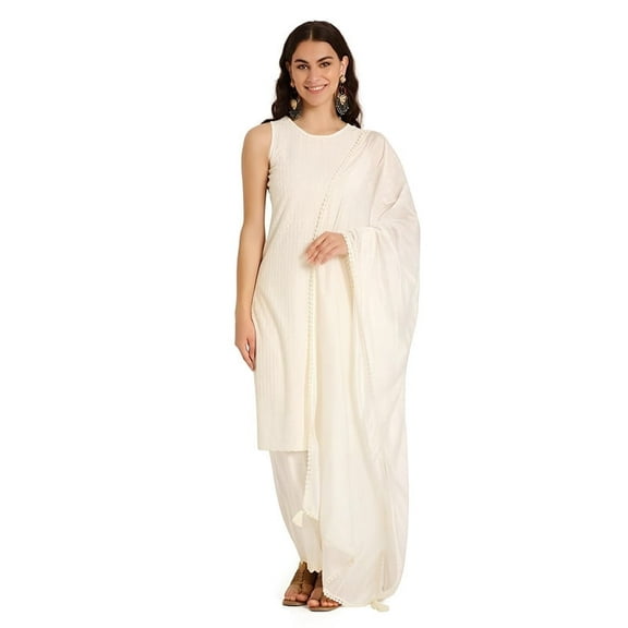 SHOPPING QUEEN Women's Rayon Chikankari Lucknowi Kurta Palazzo with Dupatta Set - Indian Ethnic Traditional Wear Kurta Set