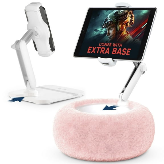 SHOPPINGALL 2-in-1 Universal Tablet Pillow Stand for 4.7"-13" Phone/Tablet/iPad/iPhone/E-Reader Convertible Device Holder with Detachable Soft Plush Fabric Cushion and Desk Stand