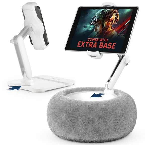 SHOPPINGALL 2-in-1 Universal Tablet Pillow Stand for 4.7"-13" Phone/Tablet/iPad/iPhone/E-Reader Convertible Device Holder with Detachable Soft Plush Fabric Cushion and Desk Stand