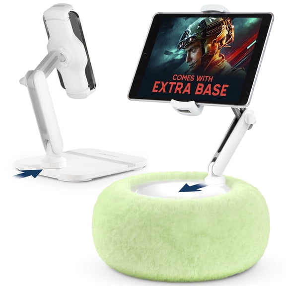 SHOPPINGALL 2-in-1 Tablet Pillow Stand for 4.7"-13" Phone/Tablet/iPad/iPhone/E-Reader Convertible Device Holder with Detachable Soft Plush Fabric Cushion and Desk Stand