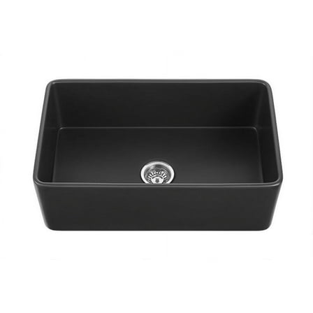 SHOPPINGDETANGLED 24-Inch Fireclay Farmhouse Kitchen Sink - Black Matte Single Bowl Apron Front Sink - Contemporary European Design