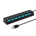thumbnail image 1 of SHOPPLAND Multi Port USB Hub Splitter 7 Port USB 2.0 Hub for Laptop USB Port Expander with On/Off Individual Switch Compatible for All USB Device, 1 of 5