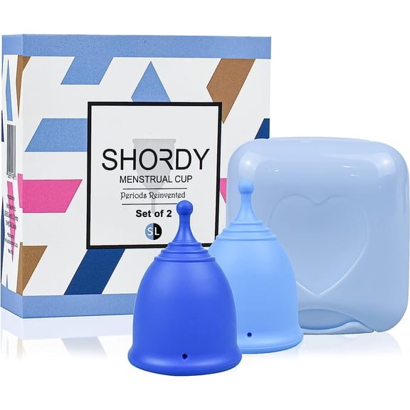 Shordy Blue Menstrual Cups - Small and Large - 2 Count