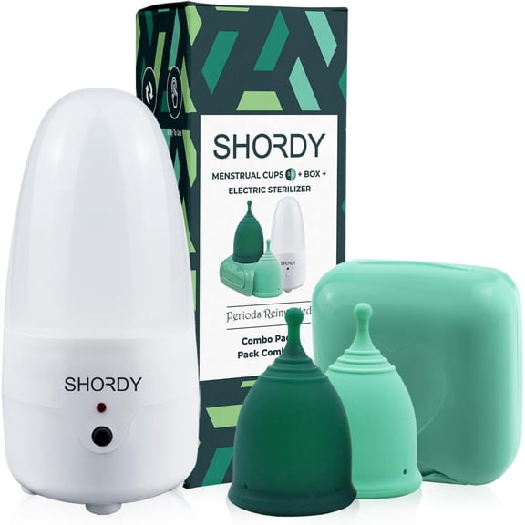 SHORDY Menstrual Cup and Steam Sterilizer for Beginners Kit, Set of 2 Period Cups (Small & Large)