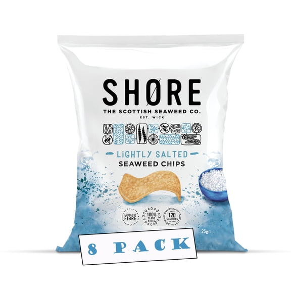 SHORE Variety Pack Seaweed Crisps, Vegan High-Fibre Snack, 8x25g