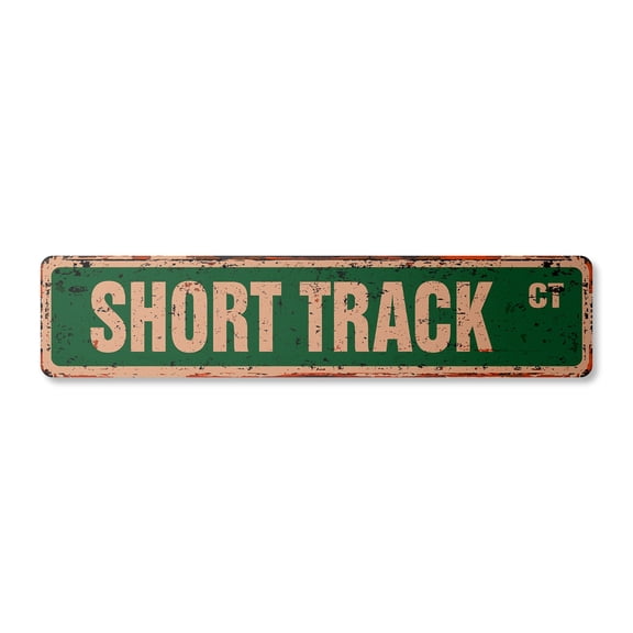 SHORT TRACK Vintage Plastic Street Sign race racer competition tires bumping | Indoor/Outdoor | 18" Wide