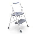 thumbnail image 1 of SHOUFTW 2 Step Ladder with Handrail, Folding Step Stool with Wide Anti-Slip Pedals, Heavy Duty Lightweight Ladder, 800 lbs Capacity, Portable for Kitchen, Garage, Home, Gray White, 1 of 8