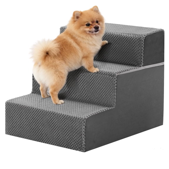 SHOUFTW 3-Step Dog Stairs with Right-Angle Design, Non-Slip Balanced Pet Steps for High Bed & Sofa, Pet Ramp for Small Dogs & Cats