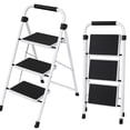 thumbnail image 1 of SHOUFTW 3 Step Ladder with Handrail, Folding Step Stool for Adults, Heavy Duty Steel Frame, Wide Anti-Slip Steps, 330 lbs Capacity, Portable for Kitchen, Home,Black, 1 of 7