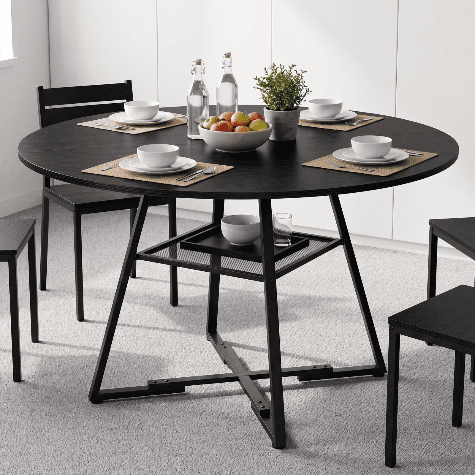 SHOUFTW 47 Inch Round Dining Table for 4-6, Farmhouse Kitchen & Dining ...