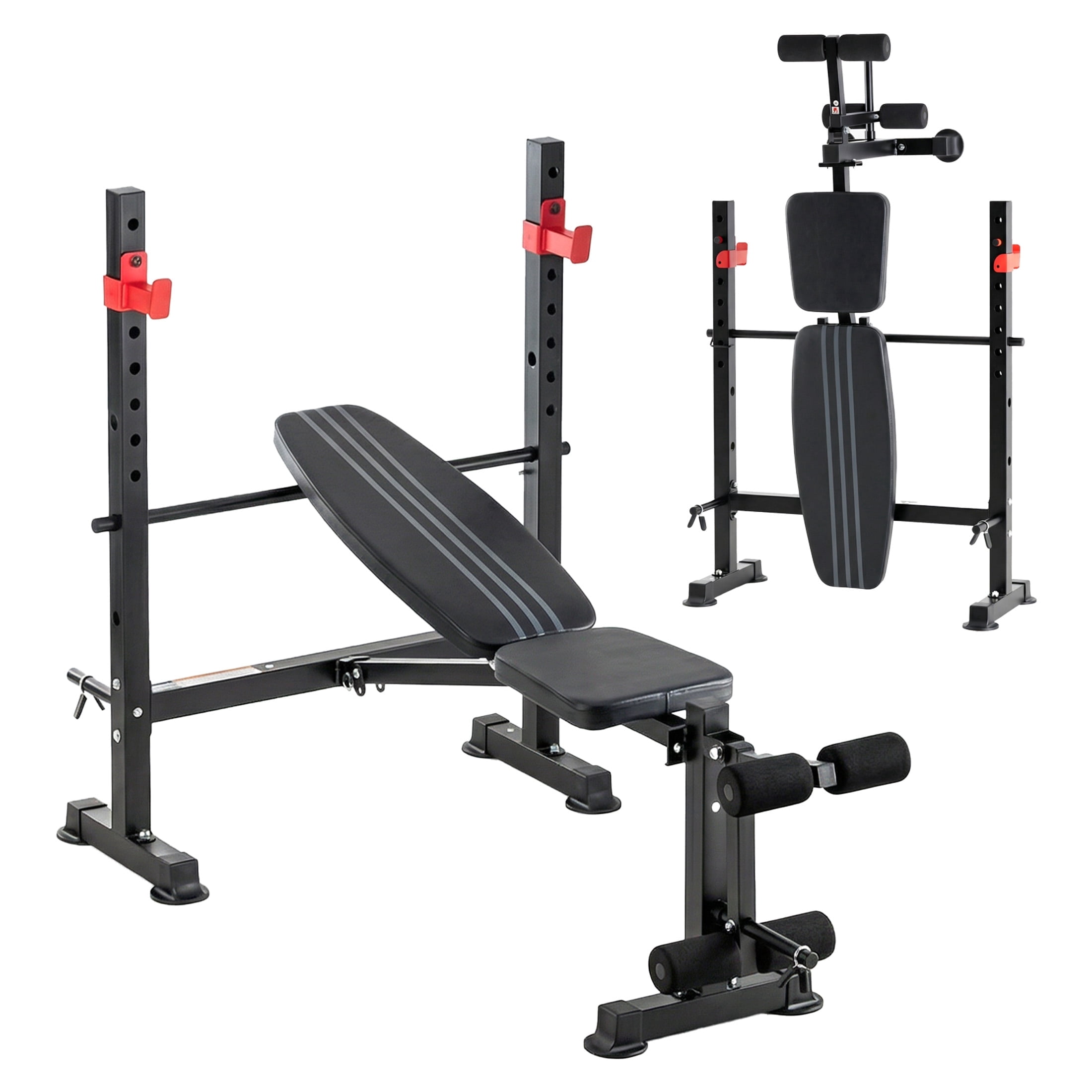 SHOUFTW Adjustable Weight Bench Set, Foldable Bench Press with Leg Developer, 650 LBS Heavy-Duty Space Saving Workout Set for Small Apartments Strength Training Black