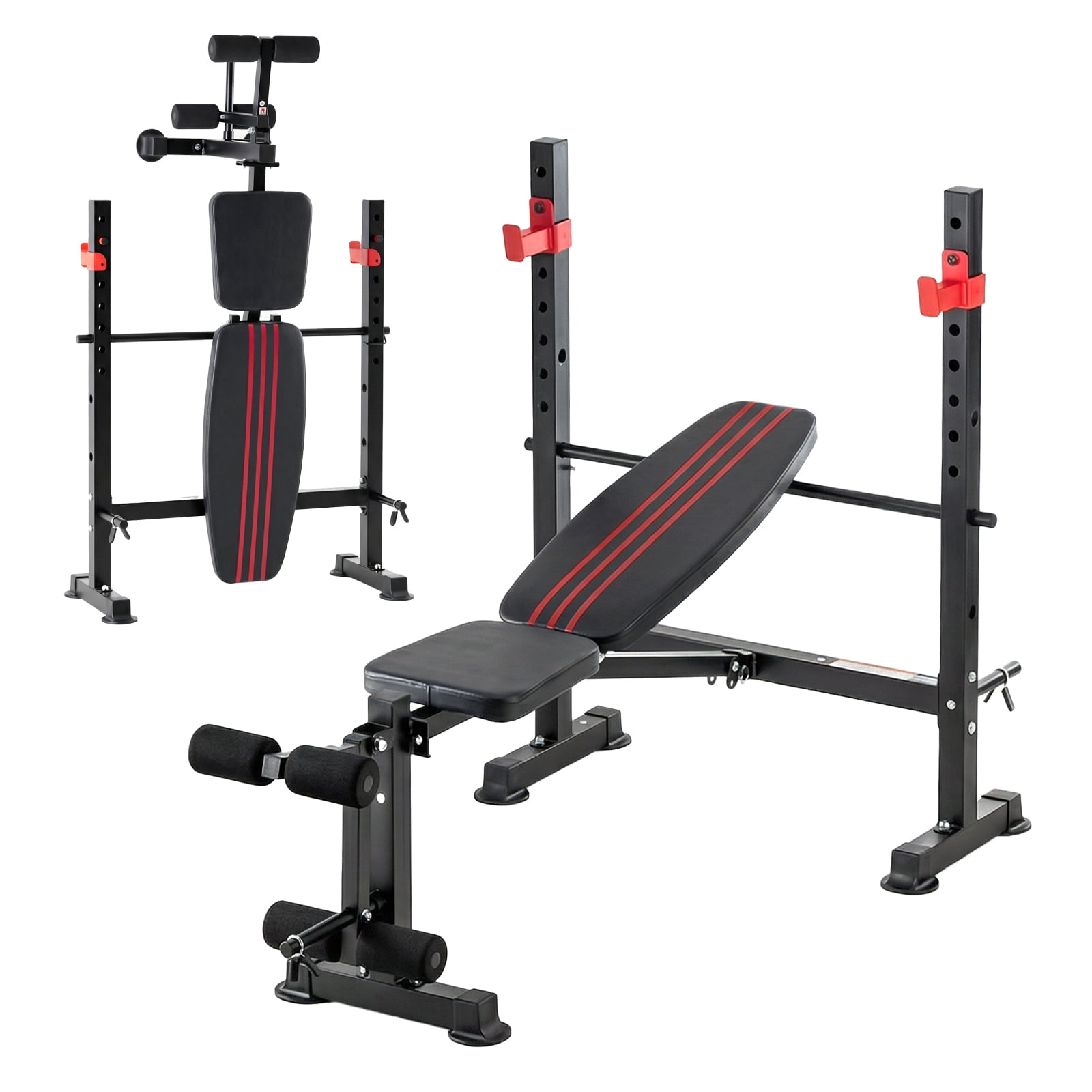 SHOUFTW Adjustable Weight Bench Set, Foldable Bench Press with Leg ...