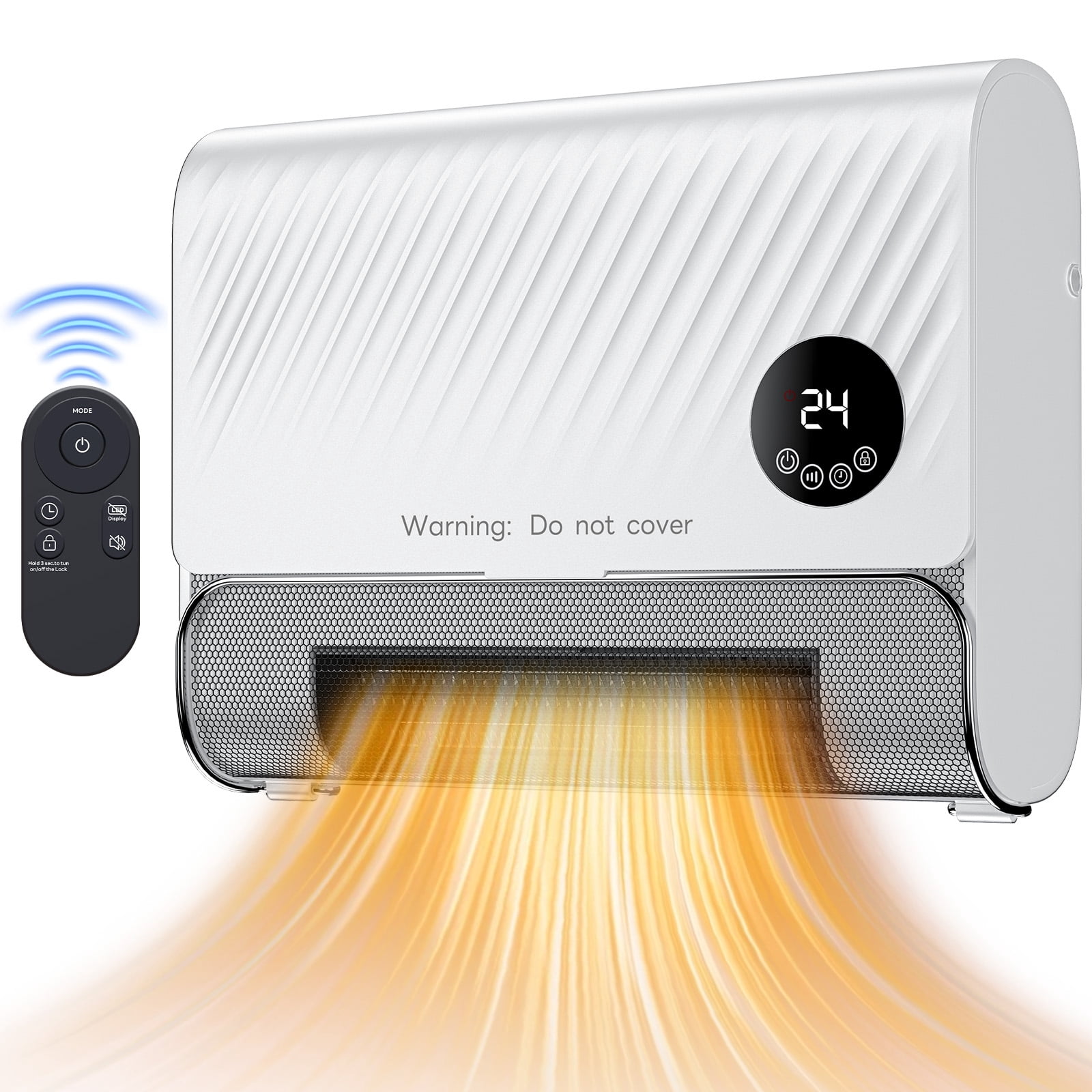 SHOUFTW Electric Wall Heater 1500W, Wall-Mounted Space Heater with ...