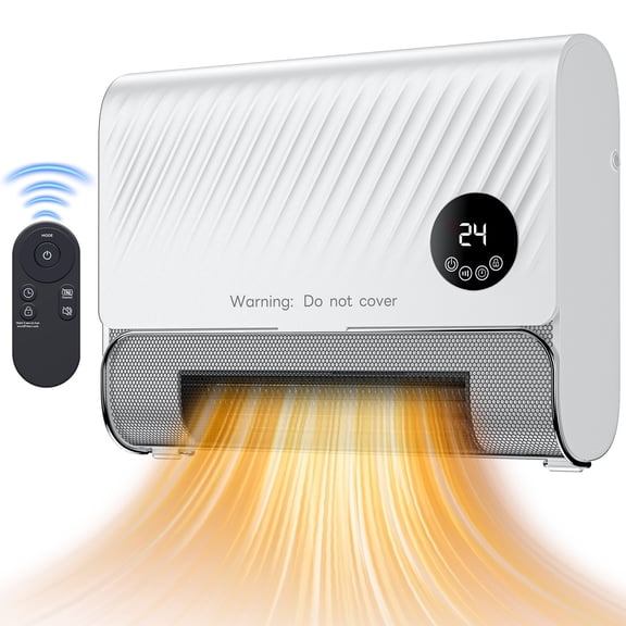 SHOUFTW Electric Wall Heater 1500W with Thermostat and 12-Hour Timer, Ideal for Bedrooms,White