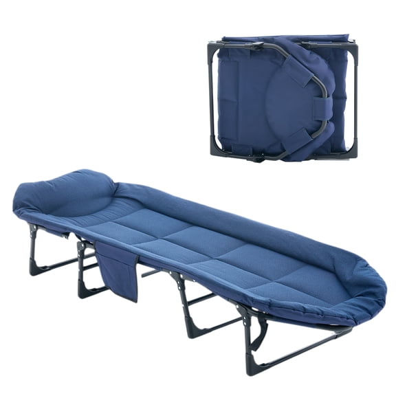 SHOUFTW Folding Camping Cots, Adjustable Camping Bed with Mattress for Camping,Outdoor Acticity,Blue