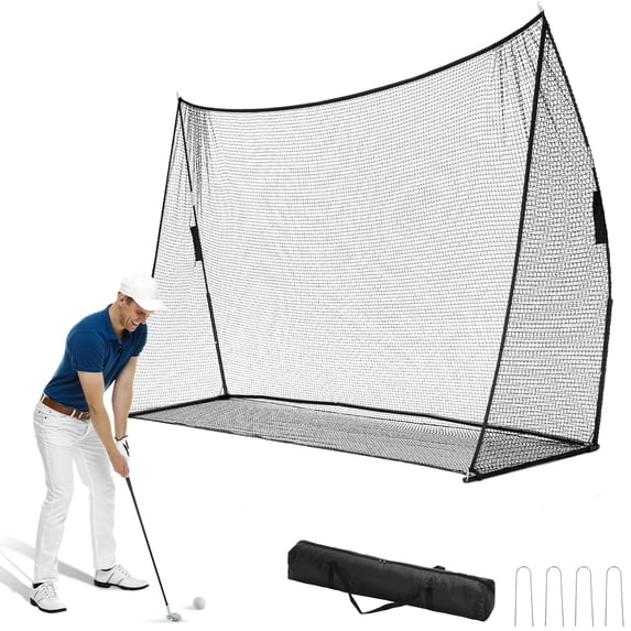 SHOUFTW 10x7 ftT Golf Practice Net, Portable Golf Driving Range Net for Indoor Outdoor Backyard Training, Golf Hitting Net for Home Practice(Black)