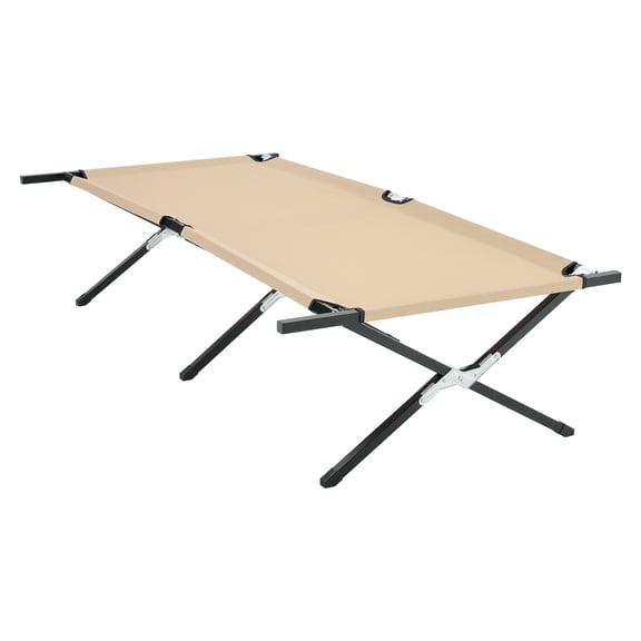 SHOUFTW Lightweight Folding Camping Cot, Extra Wide Portable Adult Camp Bed with Quick Setup for Travel, Guest, Hiking, Khaki