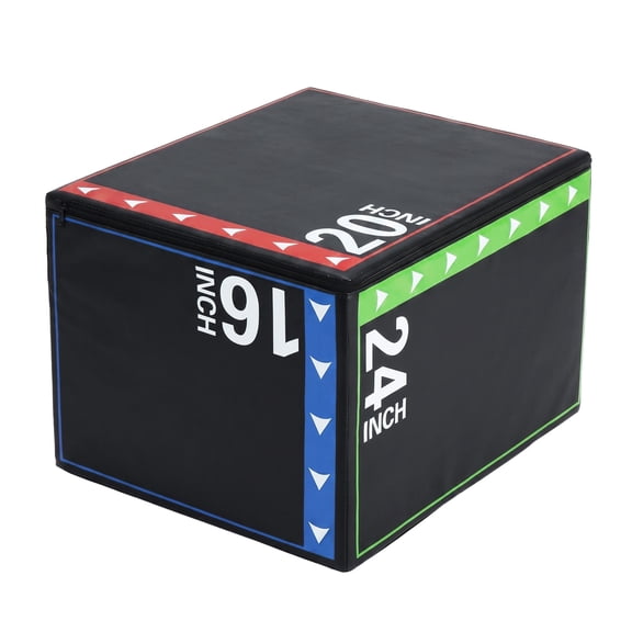 SHOUFTW 3-in-1 Plyo Jump Box 16"×20"×24", 10lbs Lightweight, Strength Training for Home Gym, Multicolor