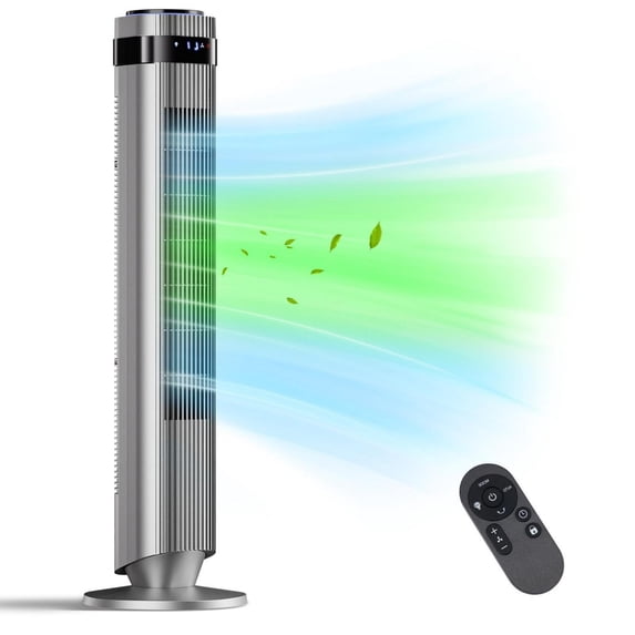 SHOUFTW Quiet Bladeless Tower Fan for Bedroom, 28dB Silent Cooling Fan with 12H Timer, 64° Oscillating, Smart Auto Mode for Home Office, Gray