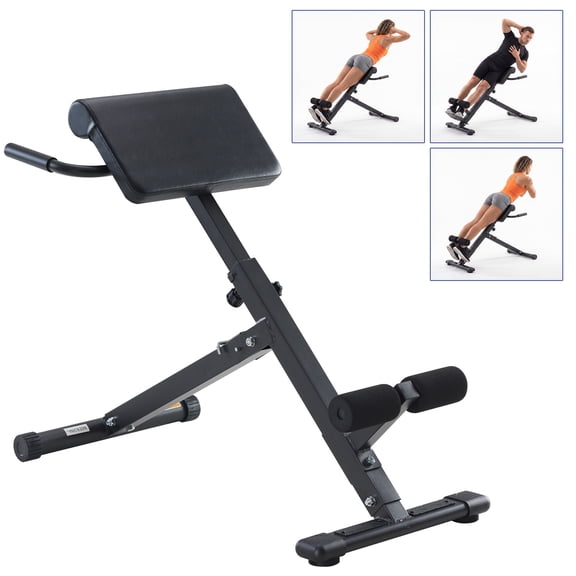 SHOUFTW Roman Chair, Adjustable Back Extension Machine for All-in-One Body Workout, Foldable Home Gym Hyperextension Bench for Posterior Chain and Core Muscles, 264lb Weight Capacity, Black